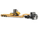 Kenworth T880 Tractor Black with Lowboy Trailer and CAT Roller Yellow 1/87 (HO) Diecast Model Diecast Masters 84425