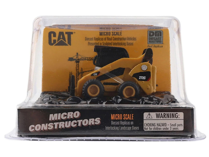 CAT Caterpillar 272C Skid Steer Loader with Pallet Fork Yellow Micro Constructor Series Diecast Model Diecast Masters 85728CS