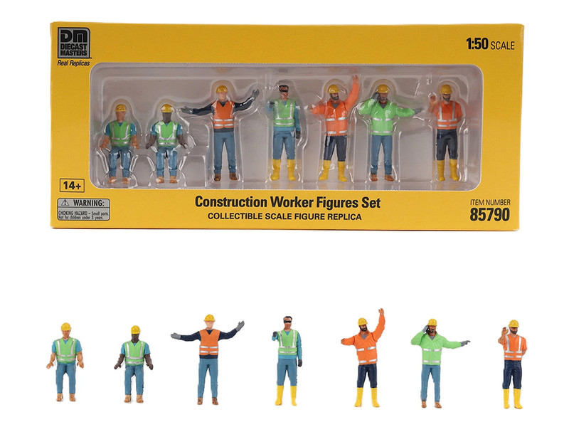 Construction Workers 7 Piece Figure Set for 1/50 Scale Models Diecast Masters 85790