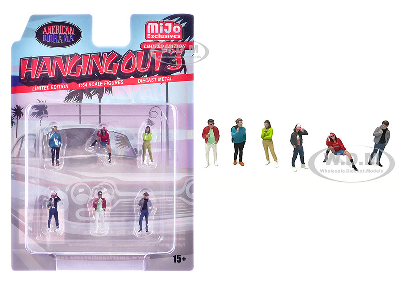 Hanging Out #3 6 piece Diecast Figure Set 6 Figures Limited Edition for 1/64 Scale Models American Diorama AD-2430MJ
