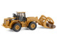 CAT Caterpillar 950G Wheel Loader Yellow with Log Fork and Wood Log Accessories 1/87 (HO) Diecast Model Diecast Masters 84661CS