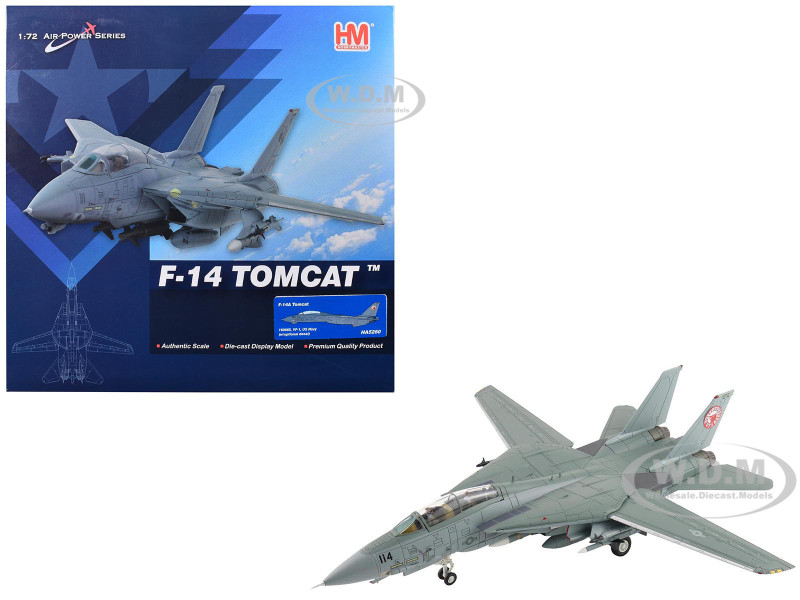 Grumman F 14A Tomcat Fighter Aircraft VF 1 with Optional Decals United States Navy Air Power Series 1/72 Diecast Model Hobby Master HA5260