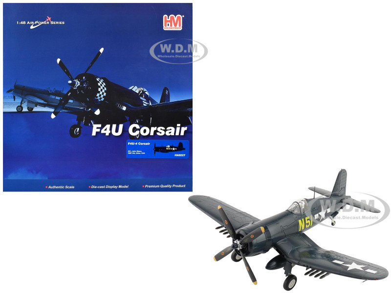 Vought F4U 4 Corsair Aircraft N51 John Glenn VMF 155 China 1945 United States Marine Corps Air Power Series 1/48 Diecast Model Hobby Master HA8227