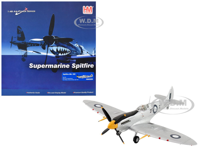 Supermarine Spitfire Mk VIII Fighter Aircraft A53 379 Flight Lieutenant David Glaser No 549 Squadron Strauss Airstrip 1944 Royal Australian Air Force Air Power Series 1/48 Diecast Model Hobby Master HA8329