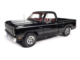 AMM13551979 Dodge Adventurer Sweptline Pickup Truck Black with Red Interior American Muscle Series 1/18 Diecast Model Car Auto World AMM1355