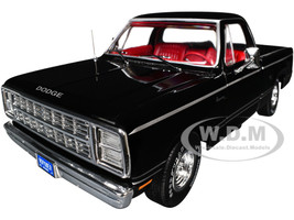 AMM13551979 Dodge Adventurer Sweptline Pickup Truck Black with Red Interior American Muscle Series 1/18 Diecast Model Car Auto World AMM1355