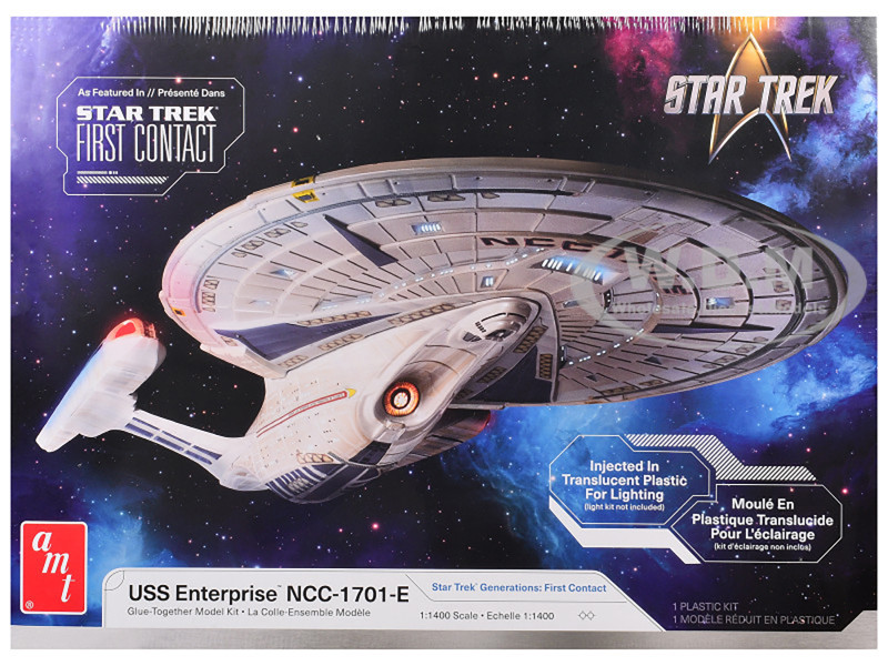 Skill 2 Model Kit U S S Enterprise NCC 1701 E Space Ship Star Trek First Contact 1996 Movie 1/1400 Scale Model AMT AMT1405M