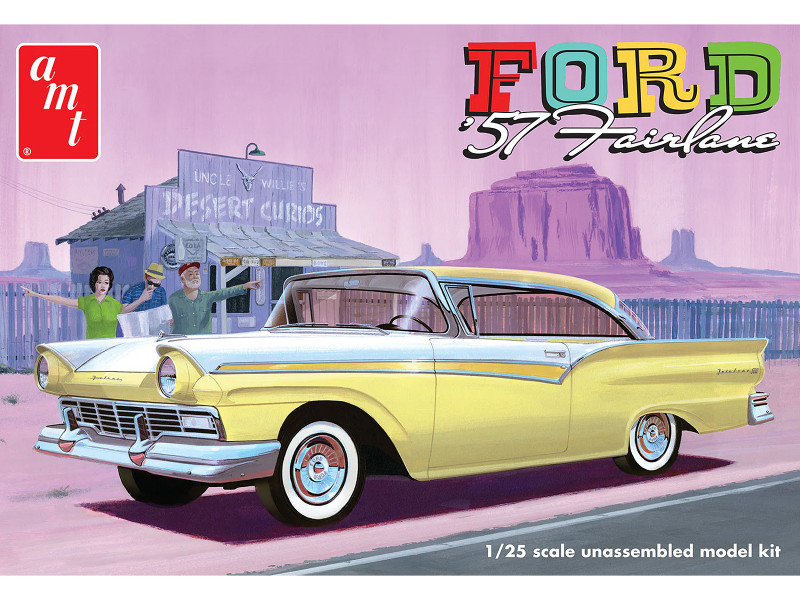 Skill 2 Model Kit 1957 Ford Fairlane Hardtop 3 in 1 Kit 1/25 Scale Model AMT AMT1533