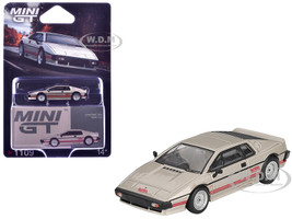 Lotus Esprit Turbo Silver Metallic with Red Stripes Limited Edition 1/64 Diecast Model Car Mini GT MGT01109
