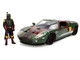 2005 Ford GT Green Weathered with Graphics and Boba Fett Figure Star Wars Franchise Hollywood Rides Series 1/24 Diecast Model Car Jada 36909
