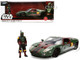 2005 Ford GT Green Weathered with Graphics and Boba Fett Figure Star Wars Franchise Hollywood Rides Series 1/24 Diecast Model Car Jada 36909