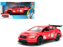 2016 Subaru WRX STI Red with Knuckles Graphics Sonic the Hedgehog 1991 Video Game Hollywood Rides Series 1/32 Diecast Model Car Jada 37024