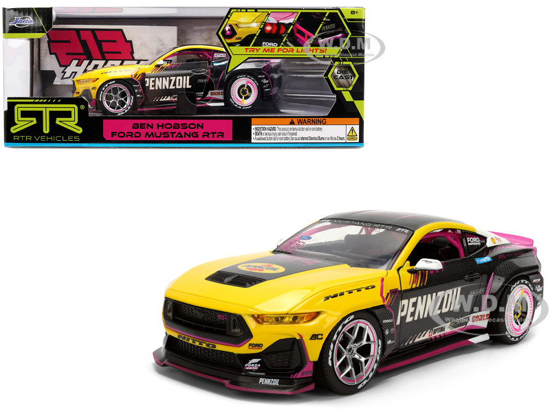 Ford Mustang RTR #213 Ben Hobson Pennzoil Formula Drift PRO Championship 2025 with Lights RTR Vehicles Series 1/24 Diecast Model Car Jada 37245