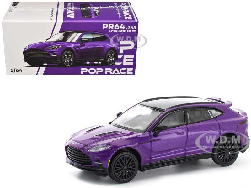 Aston Martin DBX 707 Storm Purple Metallic with Black Top 1/64 Diecast Model Car Pop Race PR640268