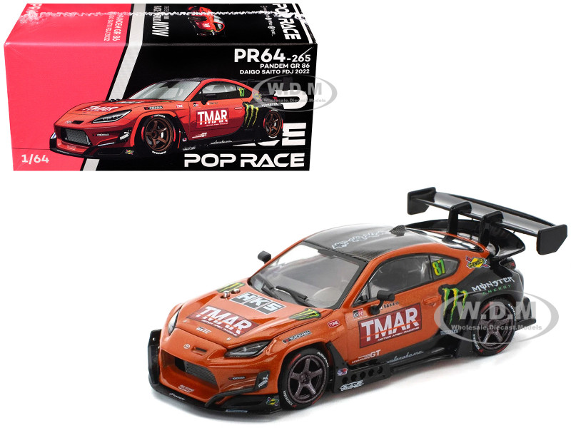 Toyota Pandem GR86 #87 Daigo Saito Formula Drift Japan 2022 1/64 Diecast Model Car Pop Race PR640265