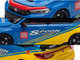 Honda Civic Type R FL5 Spoon Sports Blue and Yellow Tokyo Auto Salon Hong Kong 2025 1/64 Diecast Model Car Pop Race PR640469