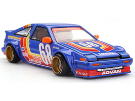 Toyota AE86 Sprinter Trueno Kaido Racing V1 RHD Right Hand Drive #68 Blue with Stripes Designed by Jun Imai Kaido House Special 1/64 Diecast Model Car Mini GT KHMG196
