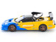 Honda NSX R GT RHD Right Hand Drive Spoon Sports Blue and Yellow with Black Top 1/64 Diecast Model Car Pop Race PR640310