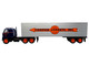 1959 International DCOF 405 Truck with Box Trailer Cooper Jarrett Inc Dark Blue with Orange Stripes North American Vintage Truck Collection 1/43 Diecast Model Iconic Replicas 43-0637