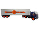 1959 International DCOF 405 Truck with Box Trailer Cooper Jarrett Inc Dark Blue with Orange Stripes North American Vintage Truck Collection 1/43 Diecast Model Iconic Replicas 43-0637