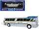 1964 MCI MC 5A Coach Bus Greyhound Golden Anniversary Silver with Blue and Gold Stripes Vintage Bus & Motorcoach Collection Limited Edition to 504 pieces Worldwide 1/87 (HO) Diecast Model Iconic Replicas 87-0625