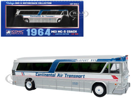 1964 MCI MC 5A Coach Bus Continental Air Transport Silver with Blue Stripes Vintage Bus & Motorcoach Collection Limited Edition to 504 pieces Worldwide 1/87 (HO) Diecast Model Iconic Replicas 87-0627