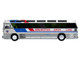 1964 MCI MC 5A Coach Bus Brewster Gray Line Silver with Blue and Red Stripes Vintage Bus & Motorcoach Collection Limited Edition to 504 pieces Worldwide 1/87 (HO) Diecast Model Iconic Replicas 87-0628