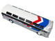 1964 MCI MC 5A Coach Bus Brewster Gray Line Silver with Blue and Red Stripes Vintage Bus & Motorcoach Collection Limited Edition to 504 pieces Worldwide 1/87 (HO) Diecast Model Iconic Replicas 87-0628