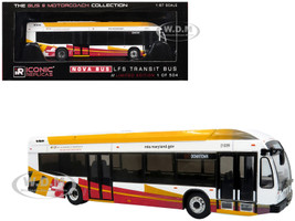 Nova Bus LFSH Hybrid Transit Bus MTA Maryland White with Red and Yellow Graphics The Bus & Motorcoach Collection Limited Edition to 504 pieces Worldwide 1/87 (HO) Diecast Model Iconic Replicas 87-0634