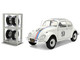 Volkswagen Beetle #53 Herbie White with Stripes The Love Bug 1968 Movie with Extra Wheels 1/24 Diecast Model Car Jada 37584