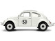 Volkswagen Beetle #53 Herbie White with Stripes The Love Bug 1968 Movie with Extra Wheels 1/24 Diecast Model Car Jada 37584
