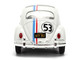 Volkswagen Beetle #53 Herbie White with Stripes The Love Bug 1968 Movie with Extra Wheels 1/24 Diecast Model Car Jada 37584