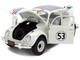 Volkswagen Beetle #53 Herbie White with Stripes The Love Bug 1968 Movie with Extra Wheels 1/24 Diecast Model Car Jada 37584