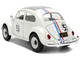 Volkswagen Beetle #53 Herbie White with Stripes The Love Bug 1968 Movie with Extra Wheels 1/24 Diecast Model Car Jada 37584