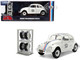 Volkswagen Beetle #53 Herbie White with Stripes The Love Bug 1968 Movie with Extra Wheels 1/24 Diecast Model Car Jada 37584