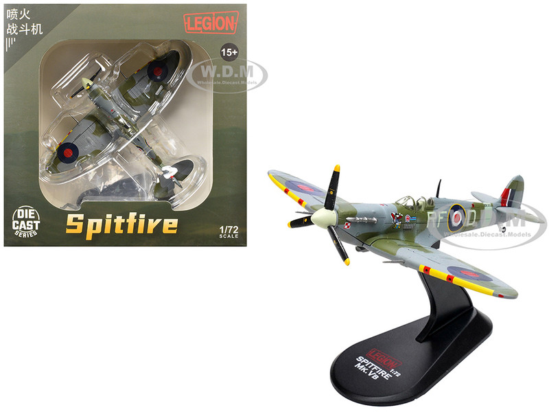 Supermarine Spitfire Mk Vb Fighter Aircraft EN951 Ace Jan Zumbach No 303 Polish Kosciuszko Squadron 1943 Royal Air Force 1/72 Diecast Model Airplane Legion LEG-14618LC