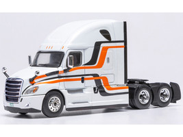 2018 Freightliner Cascadia Truck Tractor White with Black and Orange Stripes 1/64 Diecast Model IXO Models 64TR013A