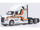 2018 Freightliner Cascadia Truck Tractor White with Black and Orange Stripes 1/64 Diecast Model IXO Models 64TR013A