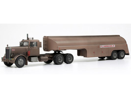 1955 Peterbilt 281 Truck with Tank Trailer Brown Weathered 1/43 Diecast Model IXO Models TTR03822