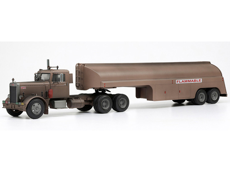 1955 Peterbilt 281 Truck with Tank Trailer Brown Weathered 1/43 Diecast Model IXO Models TTR03822