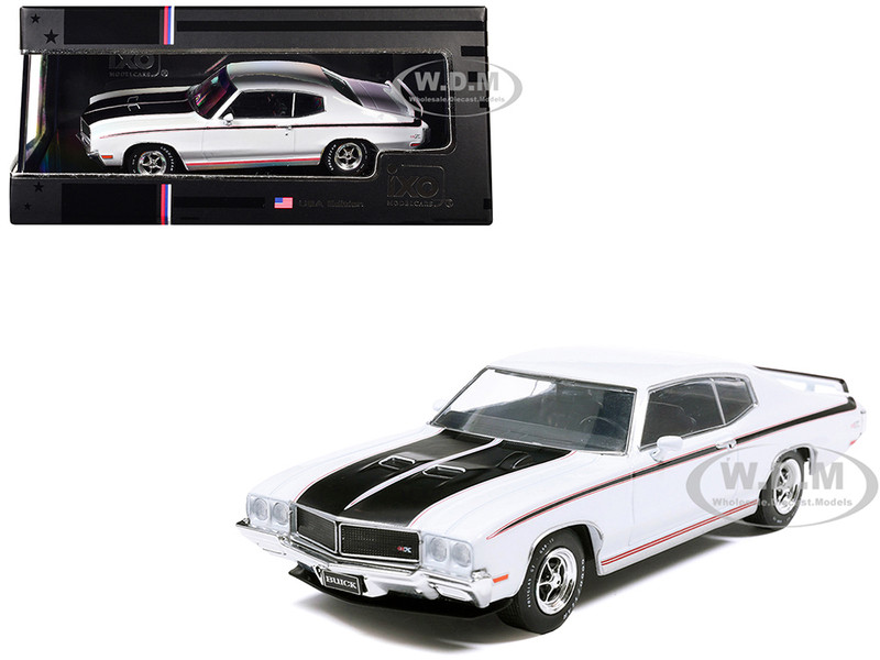 1970 Buick GSX Apollo White with Black and Red Stripes 1/43 Diecast Model IXO Models U43RDC010