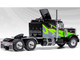 1973 Peterbilt 359 Truck Tractor Black and Lime Green with Graphics 1/64 Diecast Model IXO Models U64TR007