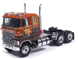 1976 Ford CL 9000 Truck Tractor Brown Two Tone with Graphics 1/64 Diecast Model IXO Models U64TR009
