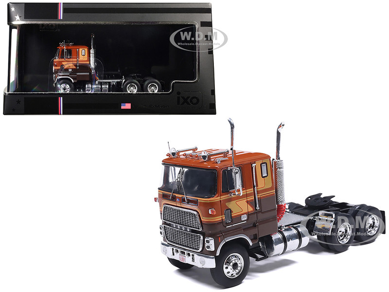1976 Ford CL 9000 Truck Tractor Brown Two Tone with Graphics 1/64 Diecast Model IXO Models U64TR009