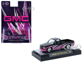 1989 GMC Sierra 1500 Custom Pickup Truck Black with Pink and White Graphics Limited Edition to 15906 pieces Worldwide 1/64 Diecast Model Car M2 Machines 31500-HS68