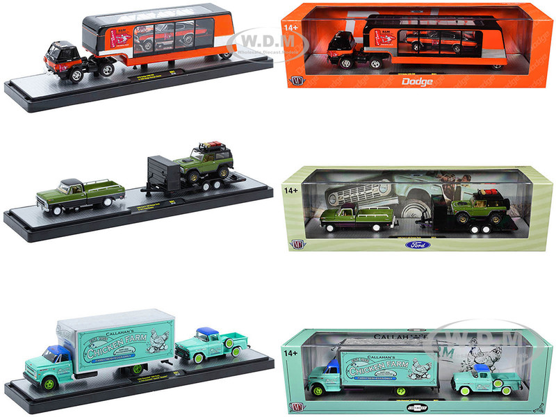 Auto Haulers Set of 3 Trucks Release 91 Limited Edition to 8000 pieces Worldwide 1/64 Diecast Models M2 Machines 36000-91