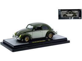 1952 Volkswagen Beetle Deluxe Model Dark Green with Beige Sides Limited Edition to 5250 pieces Worldwide 1/24 Diecast Model Car M2 Machines 40300-137A