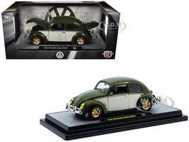 1952 Volkswagen Beetle Deluxe Model Dark Green with Beige Sides Limited Edition to 5250 pieces Worldwide 1/24 Diecast Model Car M2 Machines 40300-137A