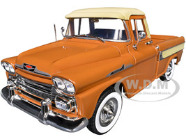 1958 Chevrolet Apache Cameo Pickup Truck Brown with Beige Top Limited Edition to 5250 pieces Worldwide 1/24 Diecast Model Car M2 Machines 40300-137B