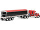 Kenworth W990 with 76 Mid Roof Sleeper and Lode King Distinction Hopper Trailer Red and Black 1/64 Diecast Model DCP/First Gear 60-2176